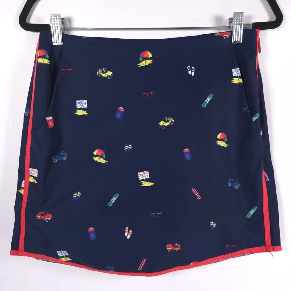 POLO RALPH LAUREN Navy BEACH-PRINT Golf‎ Tennis SKORT Size 2